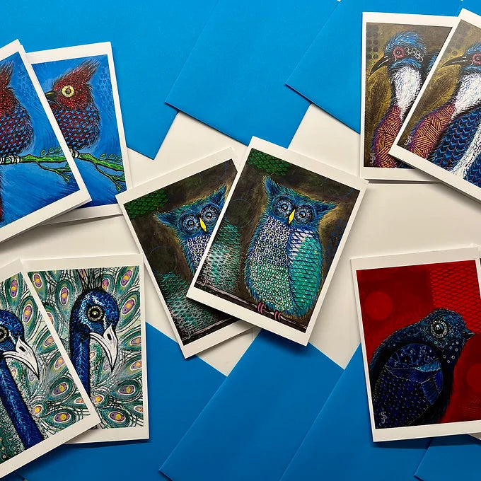 Blue Storied Bird Cards