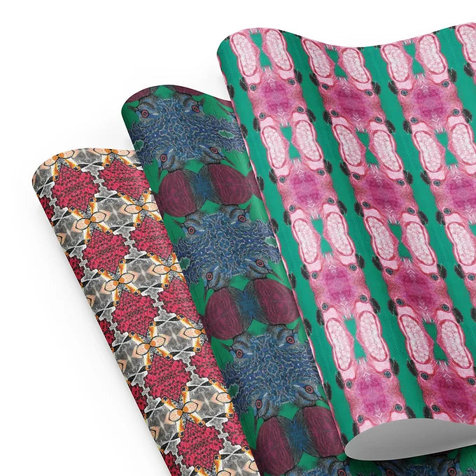 3 Sheets of Seasons Greetings Wrapping Paper