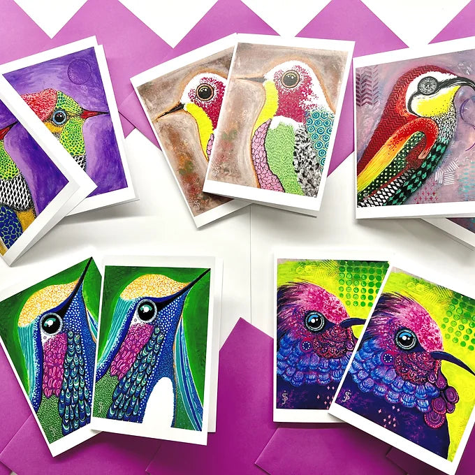 Purple Storied Bird Cards